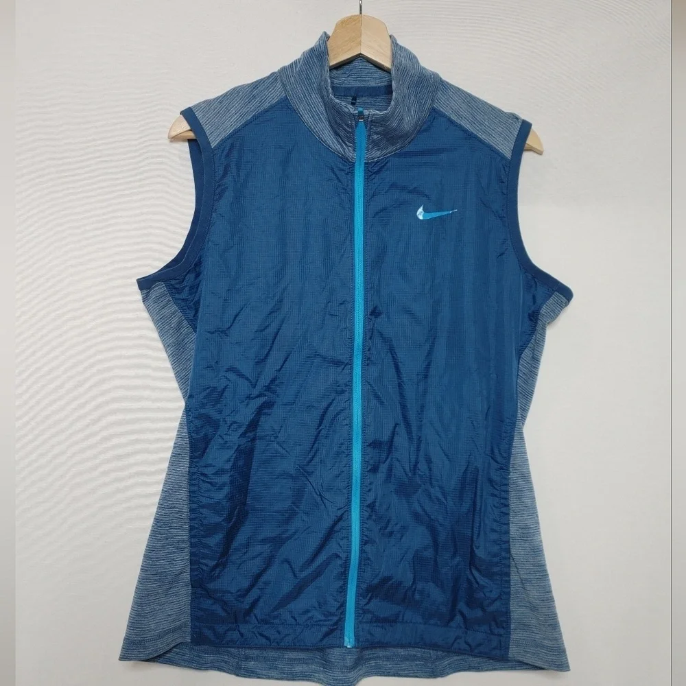 Nike Golf Women's Hyperflight Tour Performance Full Zip Vest‎ Large L Blue Teal